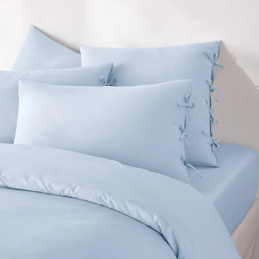 Βαμβακερή μονόχρωμη μαξιλαροθήκη με φιογκάκια, Scénario