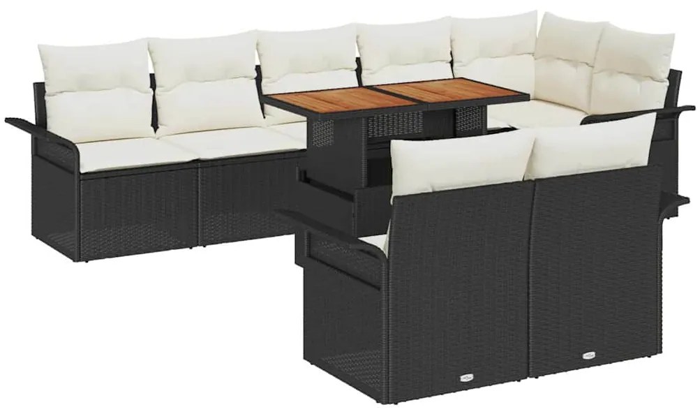 vidaXL Σετ Καναπέ Κήπου 9 pcs Μαύρο και κρεμ 100 x 55 x 73 εκ