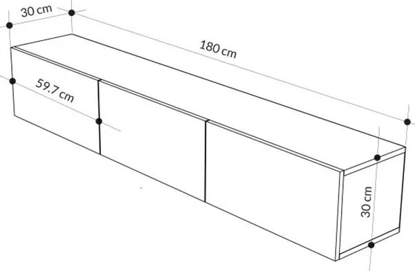 Έπιπλο τηλεόρασης επιτοίχιο Francy Megapap χρώμα ash green 180x30x30εκ.