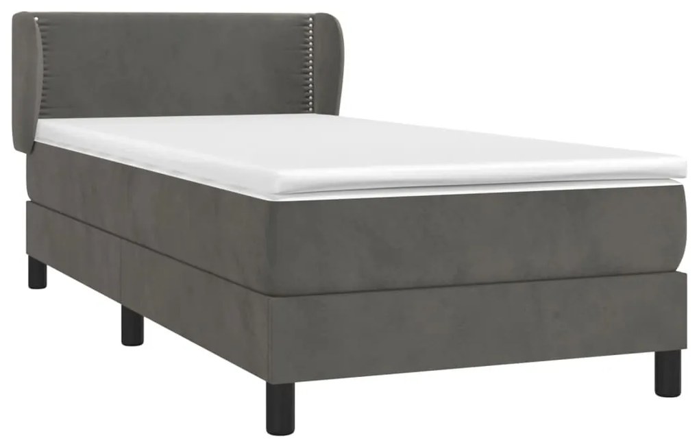 ΚΡΕΒΑΤΙ BOXSPRING ΜΕ ΣΤΡΩΜΑ ΣΚΟΥΡΟ ΓΚΡΙ 90X190 ΕΚ. ΒΕΛΟΥΔΙΝΟ 3127404