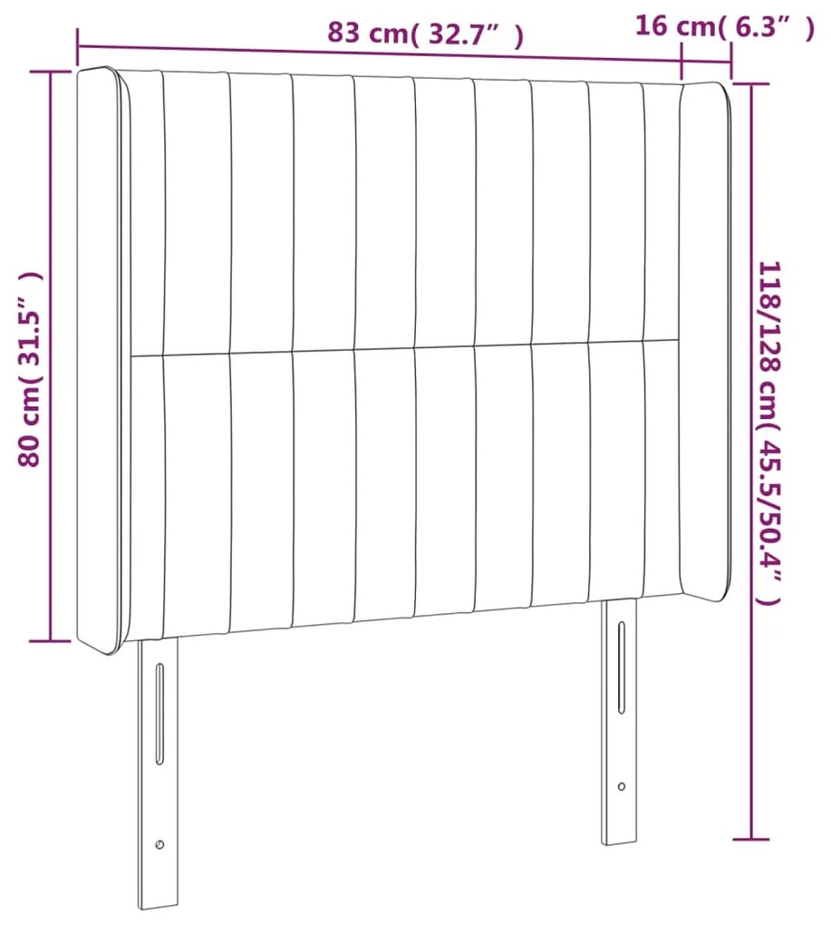 vidaXL Κεφαλάρι Κρεβατιού LED Ανοιχτό Γκρι 83x16x118/128εκ. Υφασμάτινο