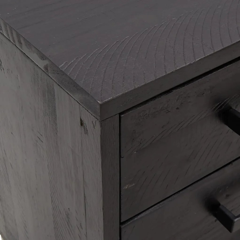 vidaXL Κομοδίνα 2 τεμ. Μαύρα 40 x 30 x 55 εκ. από Μασίφ Ξύλο Πεύκου
