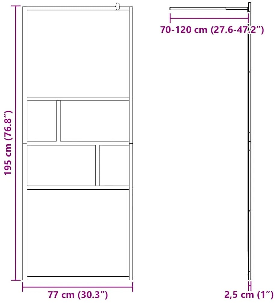 vidaXL Τοίχος Ντους Walk-in Μαύρο 80 x 195 x 0.5 εκ.