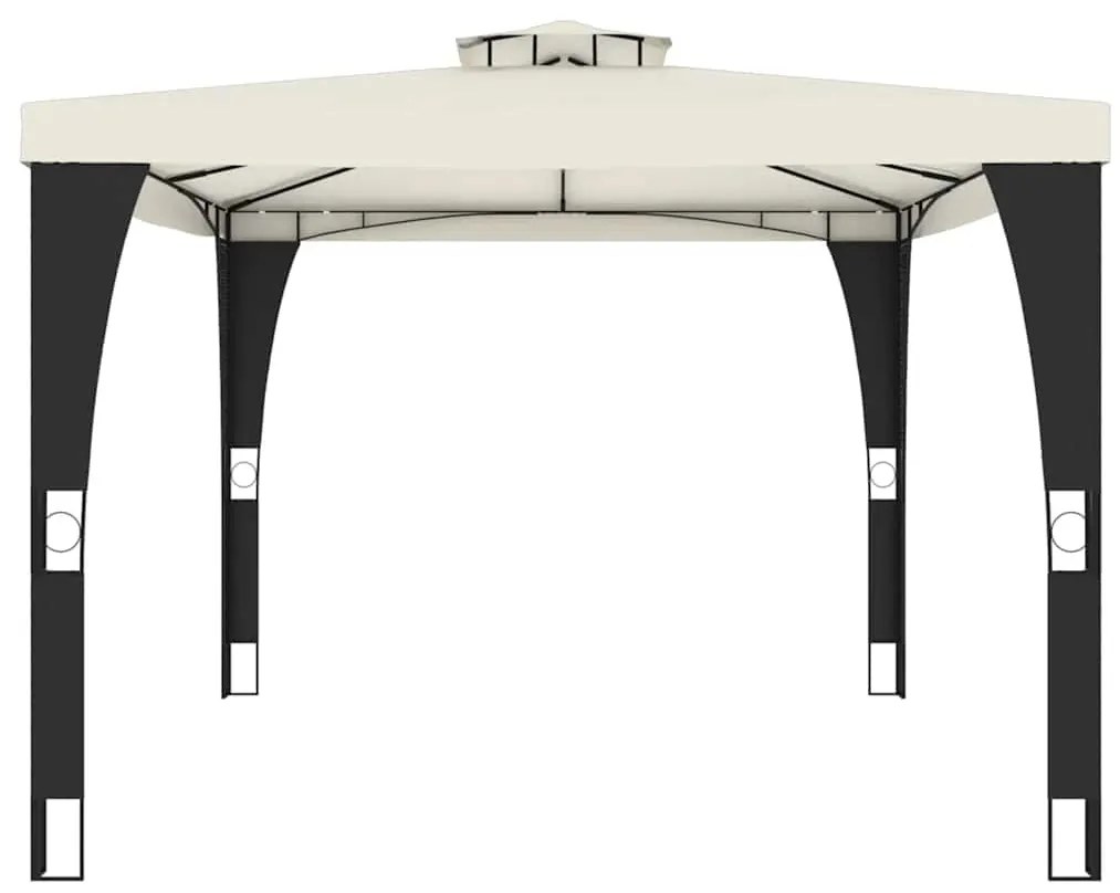 vidaXL Κιόσκι με Διπλή Οροφή Κρεμ 3,98x2,98 μ. Ατσάλινο