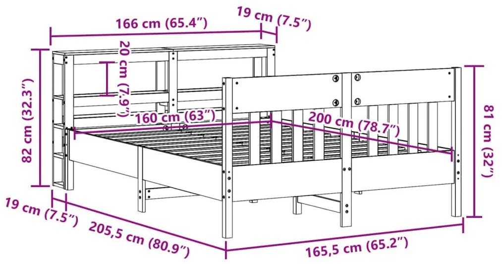 Σκελετός Κρεβ. Χωρίς Στρώμα Καφέ Κεριού 160x200 εκ Μασίφ Πεύκο - Καφέ