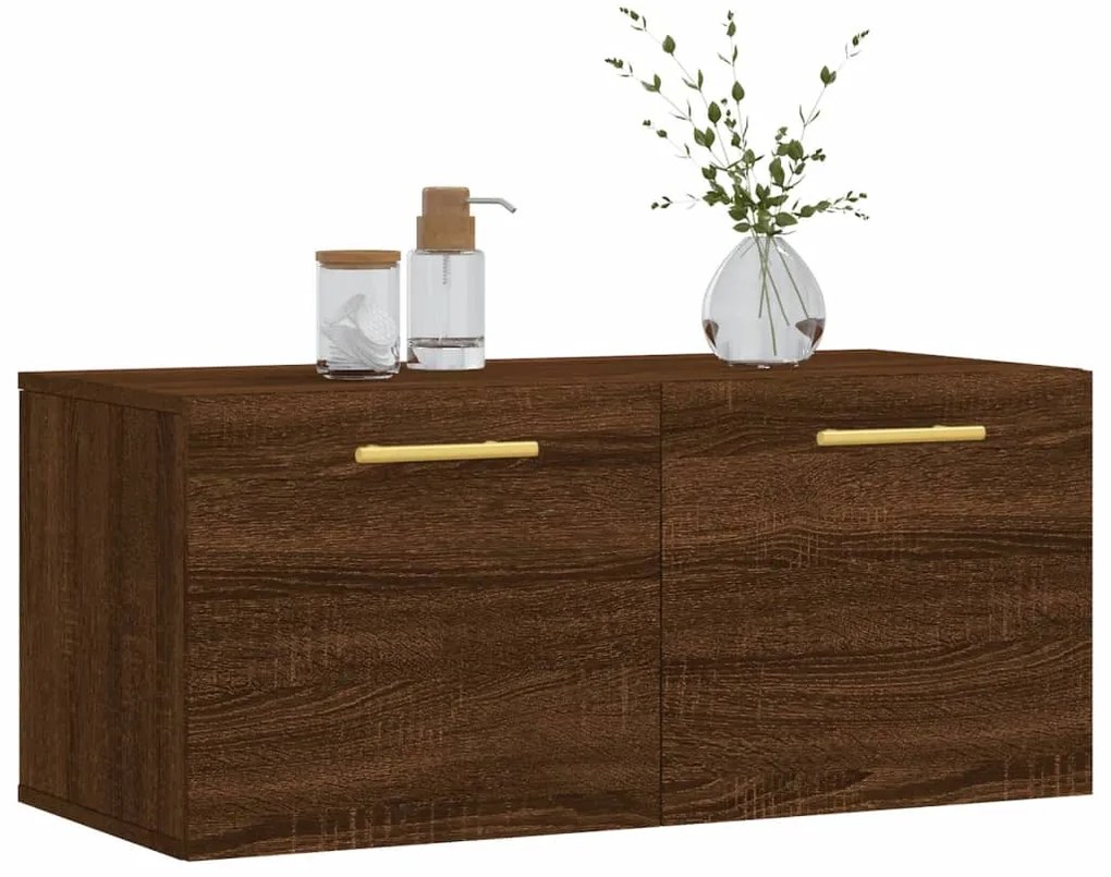 vidaXL Ντουλάπι Τοίχου Καφέ Δρυς 80x36,5x35 εκ. Επεξεργασμένο Ξύλο