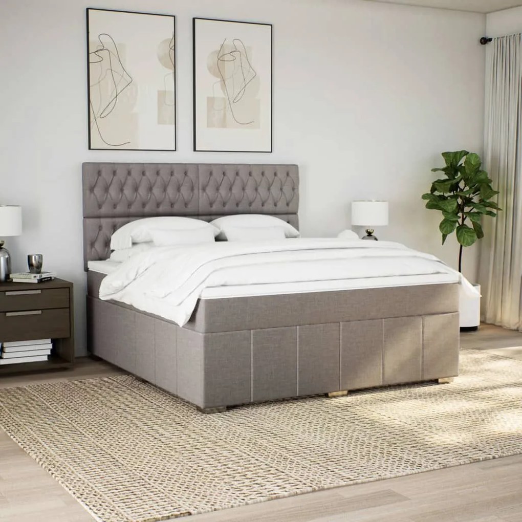 Κρεβάτι Boxspring με Στρώμα Taupe 180x200 εκ. Υφασμάτινο - Μπεζ-Γκρι