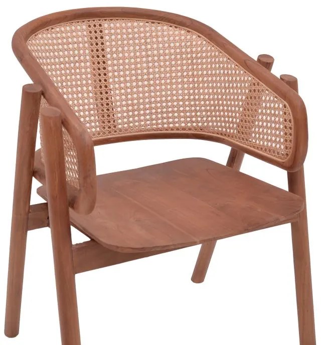 Καρέκλα - Πολυθρόνα Anlene σκελετός teak ξύλο σε καρυδί απόχρωση με rattan σε μπεζ απόχρωση 62x54x82εκ 62x54x82 εκ.