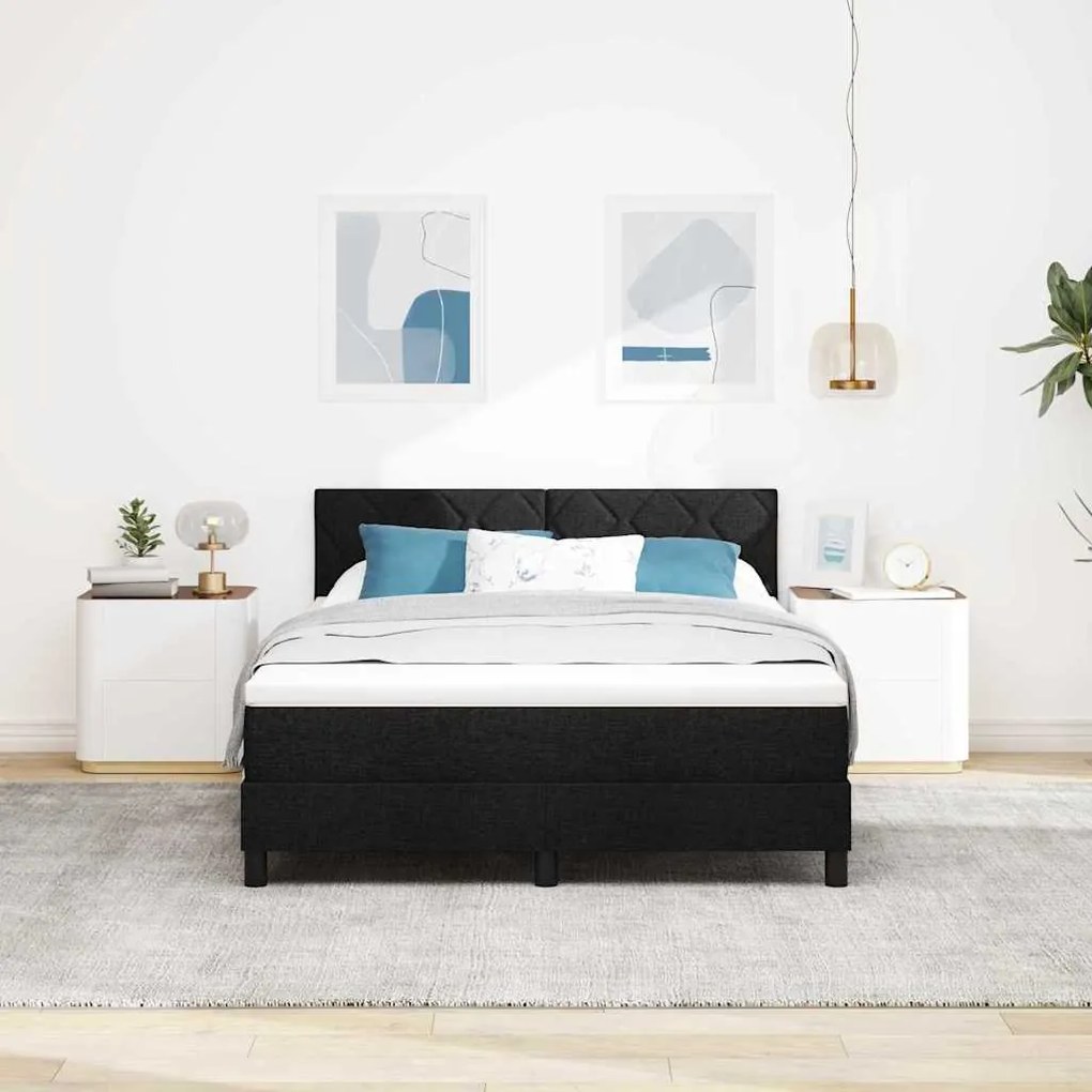 vidaXL Κρεβάτι box spring με στρώμα Μαύρο 140 x 200 cm ύφασμα