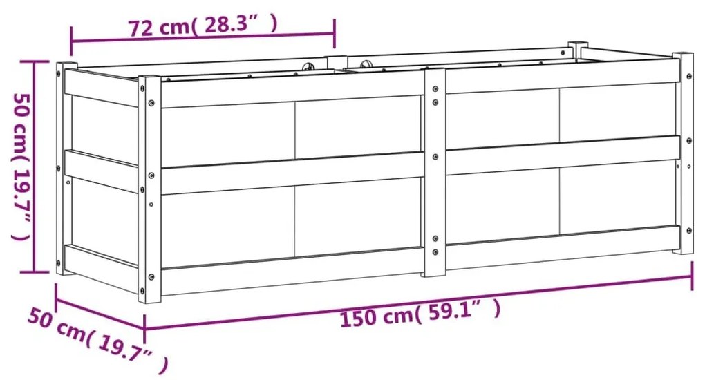 Ζαρντινιέρα 150 x 50 x 50 εκ. από Εμποτισμένο Ξύλο Πεύκου - Καφέ