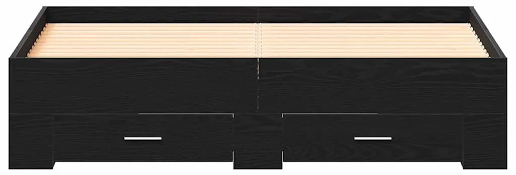 vidaXL Κρεβάτι με Συρτάρια Μαύρη δρυς 135 x 190 cm Επεξεργασμένο ξύλο