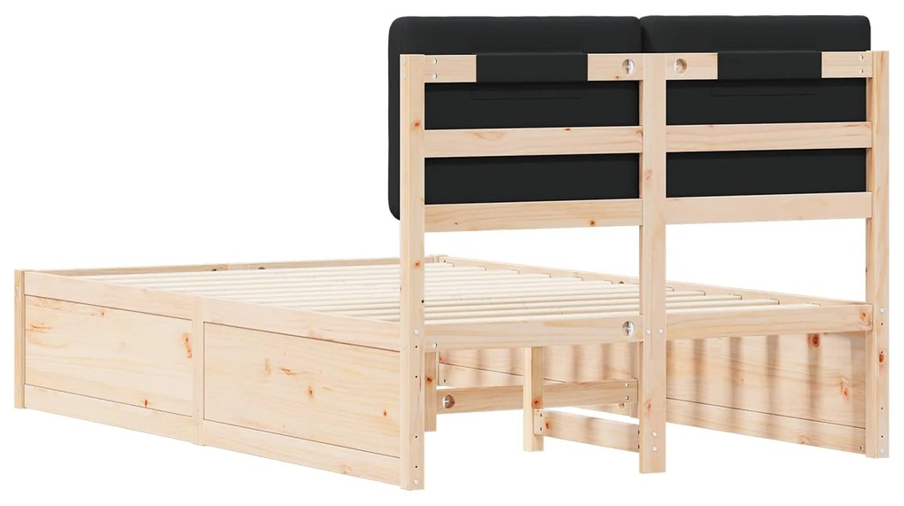 vidaXL Σκελετός Κρεβατιού με Επενδεδυμένο Κεφαλάρι Μαύρο 120 x 200 cm