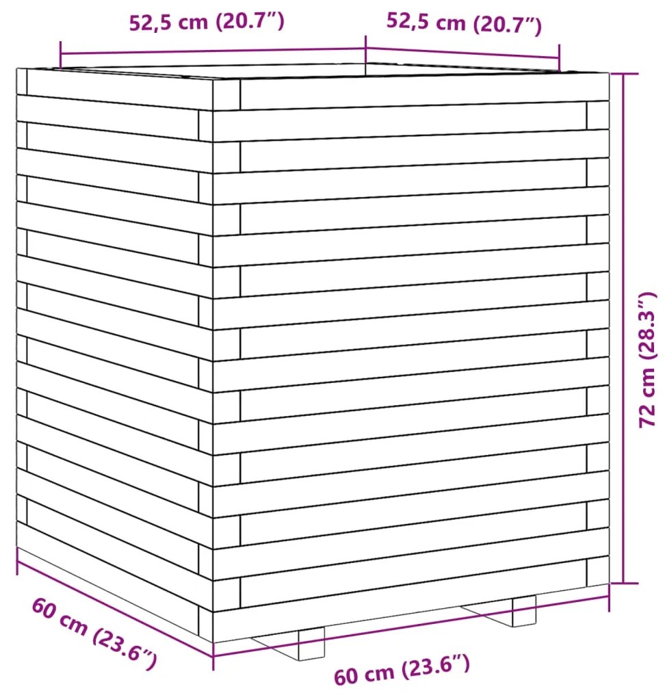 Ζαρντινιέρα 60x60x72 εκ. από Εμποτισμένο Ξύλο Πεύκου - Καφέ