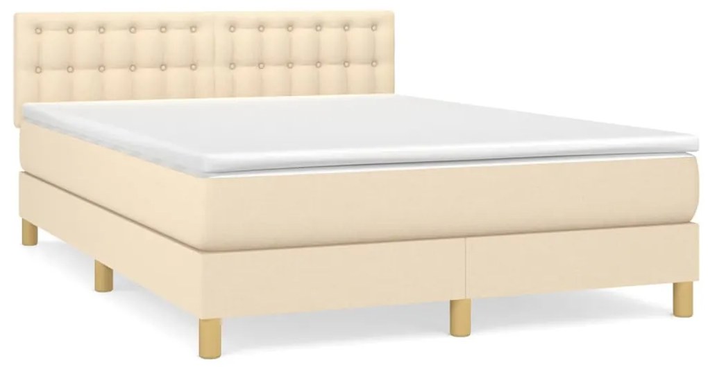 ΚΡΕΒΑΤΙ BOXSPRING ΜΕ ΣΤΡΩΜΑ ΚΡΕΜ 140X200 ΕΚ. ΥΦΑΣΜΑΤΙΝΟ 3140942