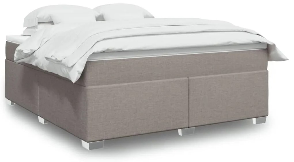 Κρεβάτι Boxspring με Στρώμα Taupe 180x200 εκ. Υφασμάτινο - Μπεζ-Γκρι