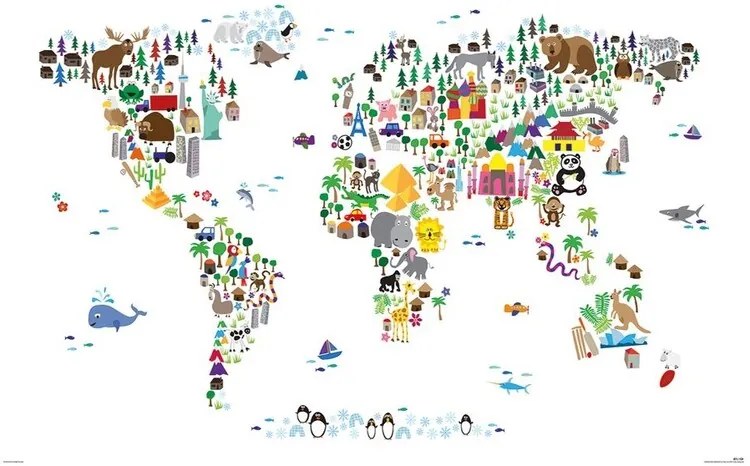 Αφίσα Animal map of the World