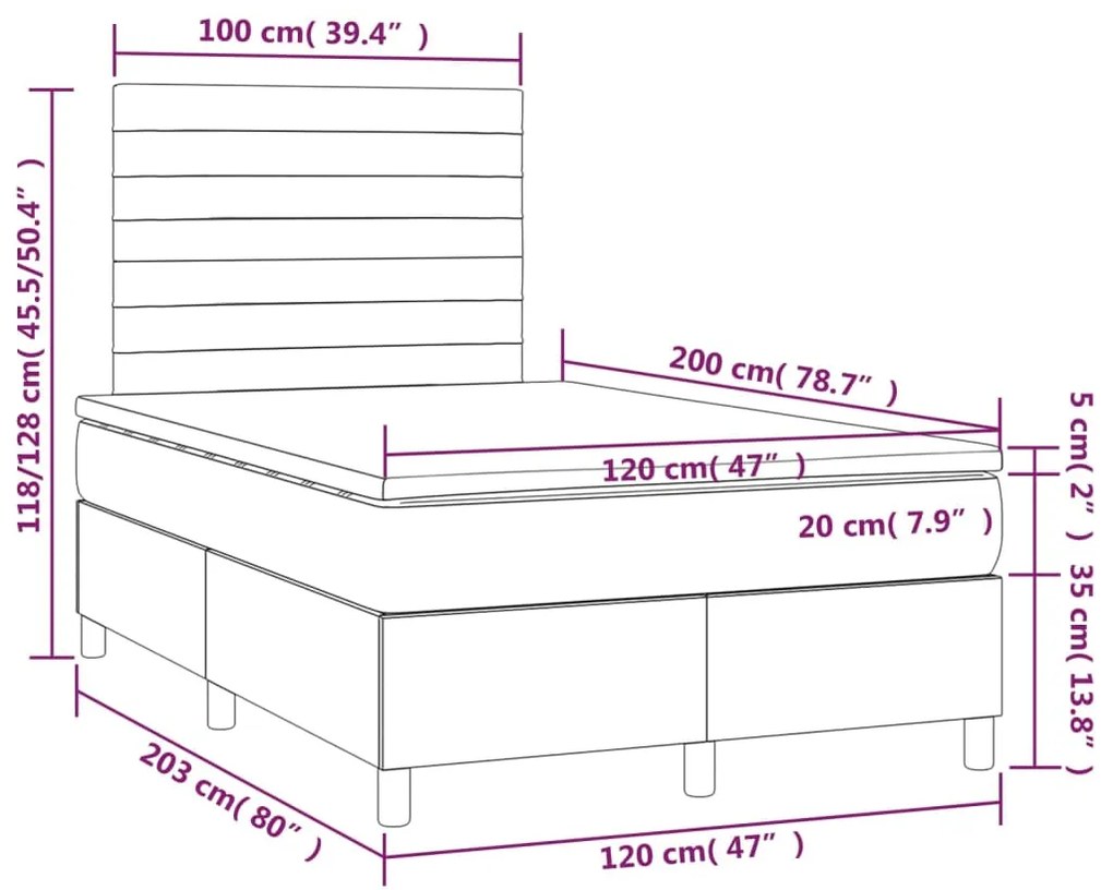 ΚΡΕΒΑΤΙ BOXSPRING ΜΕ ΣΤΡΩΜΑ &amp; LED TAUPE 120X200 ΕΚ. ΥΦΑΣΜΑΤΙΝΟ 3135505