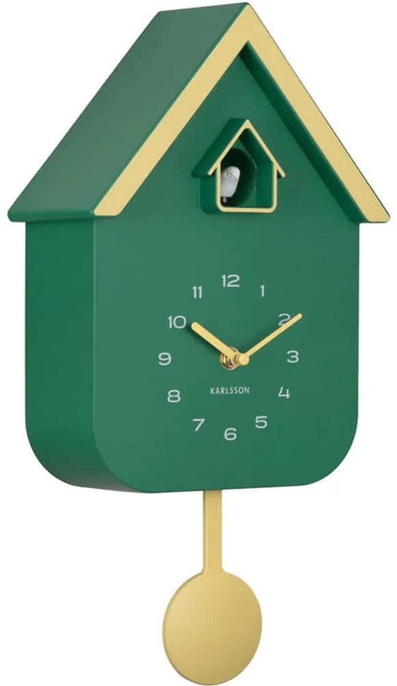 Ρολόι Τοίχου Dupla Color Cuckoo KA6081GR 21,5x8,5x41,5cm Retro Green-Soft Yellow Karlsson Πολυστερίνη