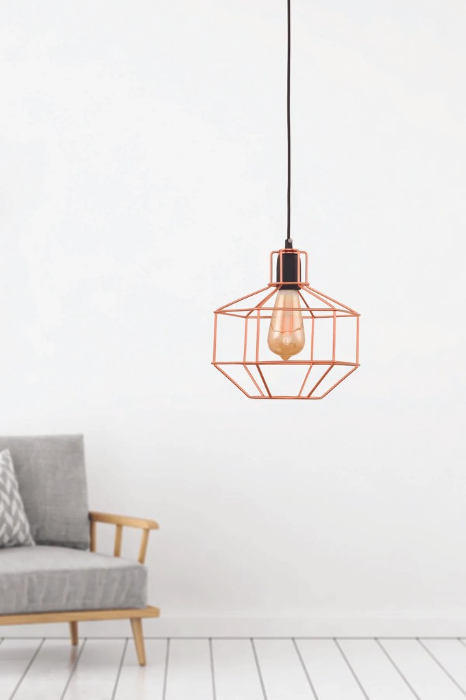 Φωτιστικό μονόφωτο &quot;PERRO&quot; από μέταλλο σε χρώμα μαύρο/χαλκό Ε27 Φ25Χ105