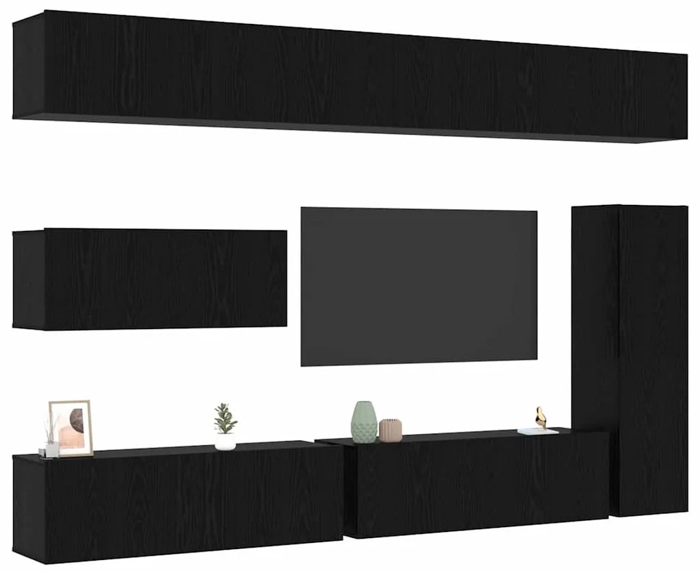 vidaXL Σετ επίπλου τηλεόρασης 7 pcs Μαύρη δρυς 30.5 x 30 x 110 εκ.