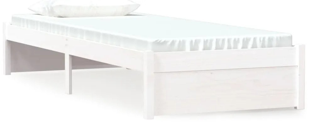 vidaXL Πλαίσιο Κρεβατιού Λευκό 75x190 εκ. Μασίφ Ξύλο Small Single