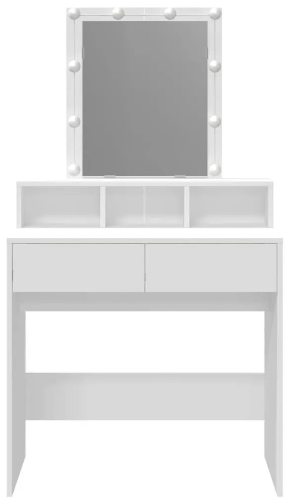 vidaXL Μπουντουάρ με LED Λευκό 80 x 41 x 144,5 εκ.