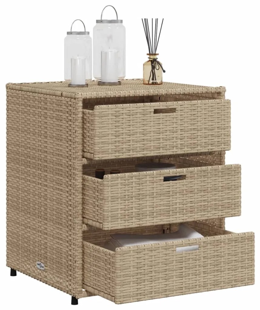 vidaXL Ντουλάπι Αποθήκευσης Κήπου Beige 55x59x69 εκ. Συνθετικό Ρατάν