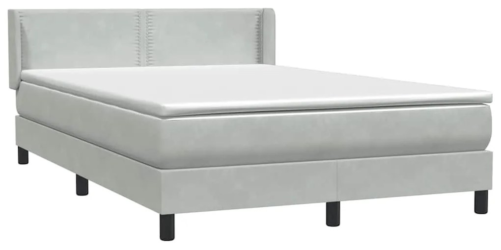 vidaXL Κρεβάτι Boxspring με Στρώμα Ανοιχτό Γκρι 160x210 εκ. Βελούδινο