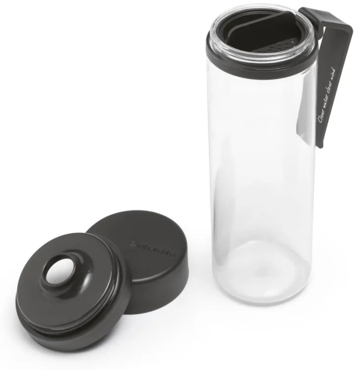 Μπουκάλι Brabantia Make&Take 1006278, 500 ml, Με σουρωτήρι, Προστασία από διαρροές, Μεγάλο άνοιγμα, Σκούρο γκρι/διαφανές