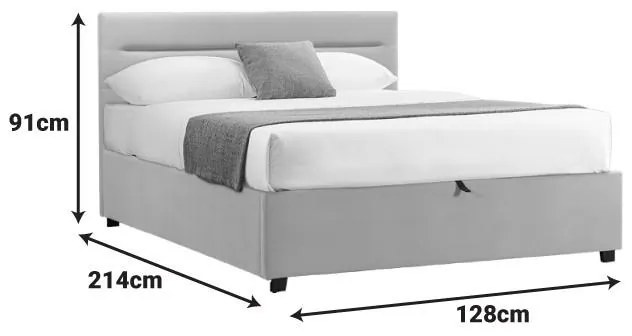 Επενδυμένο Κρεβάτι Molito Ημίδιπλο με Αποθηκευτικό χώρο Βελούδο Εκρού 120x200εκ. 128x214x91 εκ.