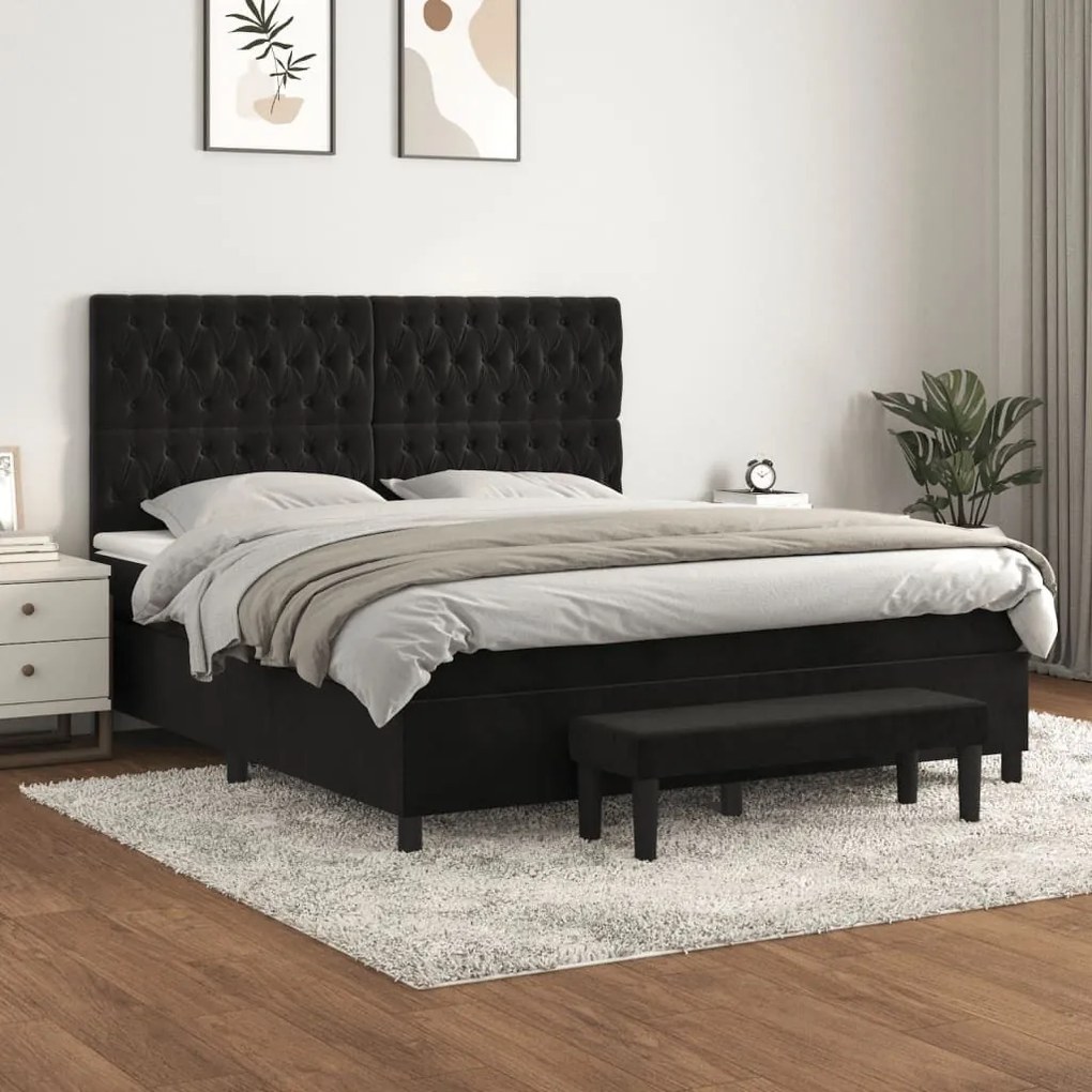 ΚΡΕΒΑΤΙ BOXSPRING ΜΕ ΣΤΡΩΜΑ ΜΑΥΡΟ 180X200 ΕΚ. ΒΕΛΟΥΔΙΝΟ 3138039