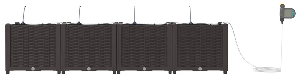 vidaXL Γλάστρες Κήπου 1 τεμ Καφέ 160 x 40 x 37.5 cm Πλαστικό