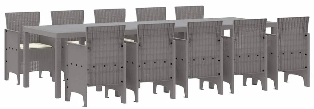 vidaXL Σέτ φαγητού για κήπο με μαξιλάρι 11 pcs Ανοιχτό γκρι και Κρέμα