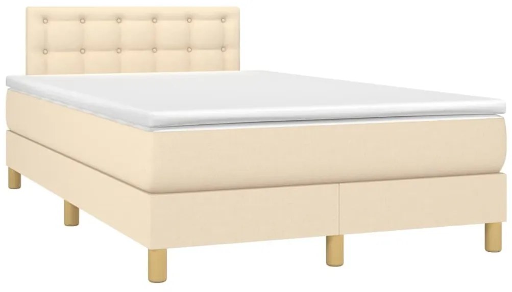 Κρεβάτι Boxspring με Στρώμα Κρεμ 120x200 εκ. Υφασμάτινο - Κρεμ