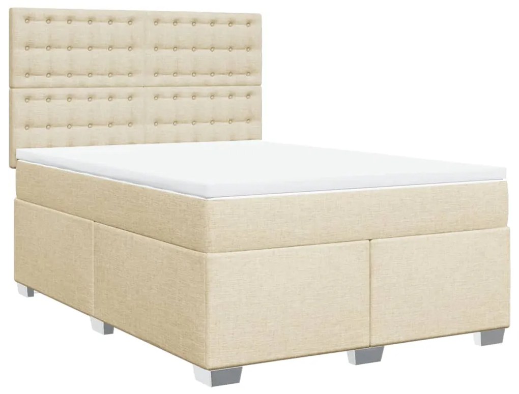 vidaXL Κρεβάτι Boxspring με Στρώμα Κρεμ 160x200 εκ. Υφασμάτινο