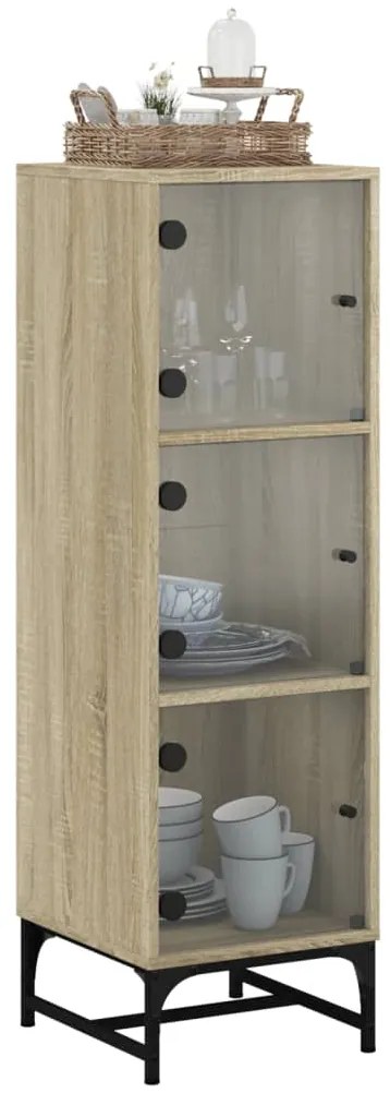vidaXL Ντουλάπι Sonoma Δρυς 35 x 37 x 120 εκ. με Γυάλινες Πόρτες