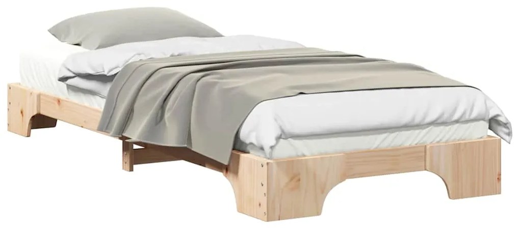 vidaXL Κρεβάτι δαπέδου Καφέ 90 x 220 cm Μασίφ ξύλο πεύκου