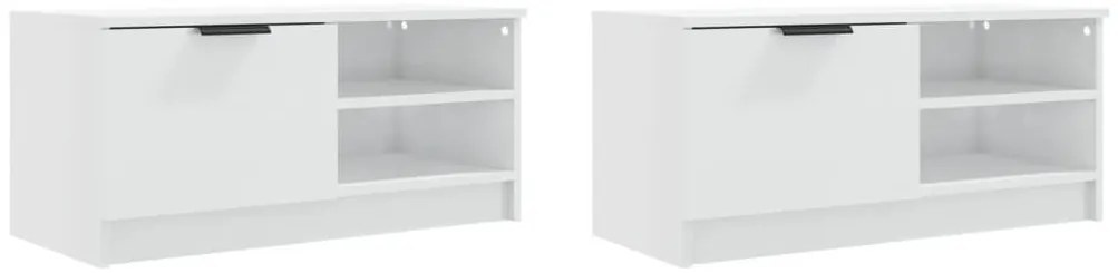 vidaXL Έπιπλα Τηλεόρασης 2 τεμ. Γυαλιστ. Λευκό80x35x36,5εκ. Επεξ. Ξύλο