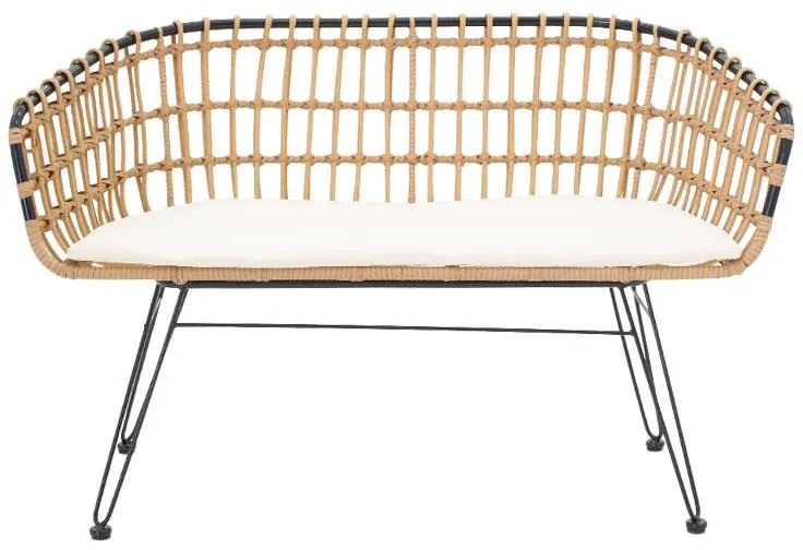 Καναπές 2θέσιος Naoki μέταλλο μαύρο-pe φυσικό 120x55x79εκ 120x55x79 εκ.