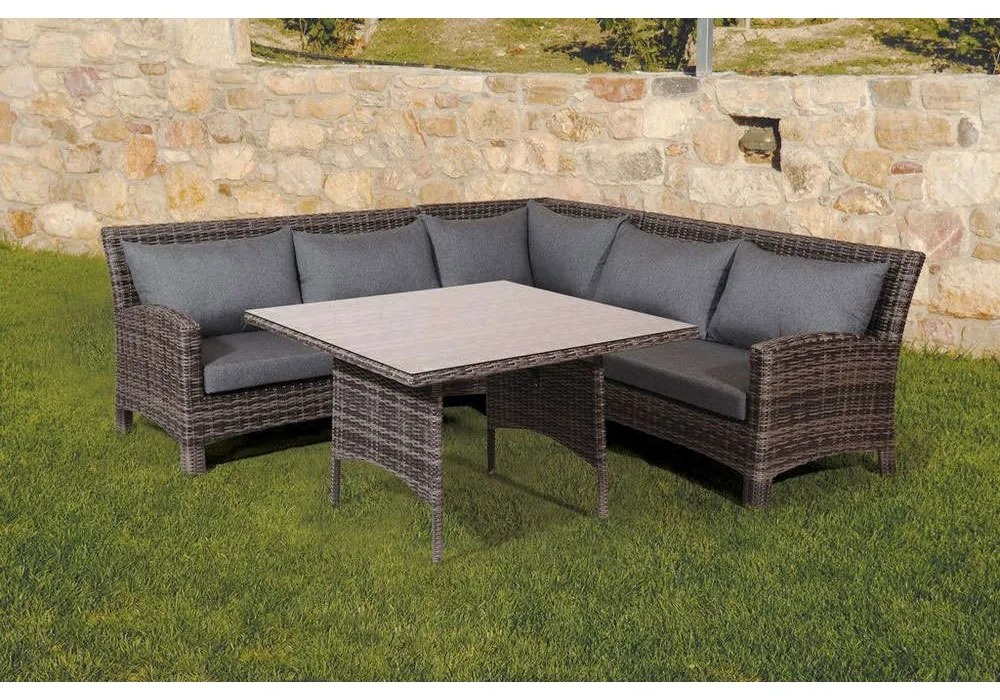 Καθιστικό Γωνιακό Σετ Rattan 4 Τεμαχίων Retro 147x79x84 186496 Grey 5 Θέσεων