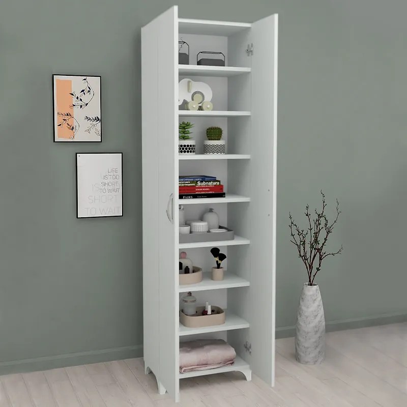 Ντουλάπα - Παπουτσοθήκη Lilly Megapap χρώμα λευκό 49x32x178εκ.