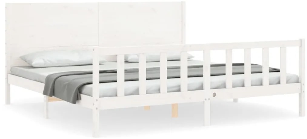 vidaXL Σκελετός Κρεβ. Χωρίς Στρώμα Λευκό 200x200 εκ Μασίφ Πεύκο