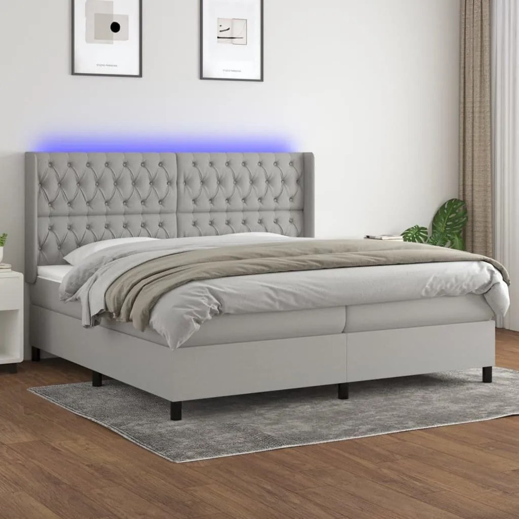 ΚΡΕΒΑΤΙ BOXSPRING ΜΕ ΣΤΡΩΜΑ &amp; LED ΑΝ.ΓΚΡΙ 200X200ΕΚ. ΥΦΑΣΜΑΤΙΝΟ 3138581