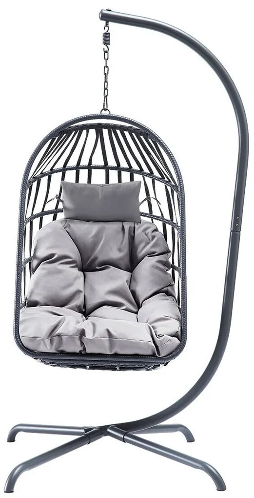 Κρεμαστή πολυθρόνα Comfivo 316, 200x92x115cm, 24 kg, Σκούρο γκρι, Γκρι, Μέταλλο, Πλαστικό ψάθινο, Ταπισερί, Μαξιλάρι καθίσματος: Ναι | Epipla1.gr