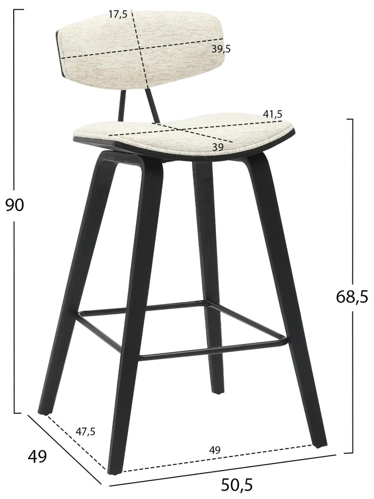 ΣΚΑΜΠΟ ΜΠΑΡ ΜΕΣ.ΥΨΟΥΣ INOVER HM9984.02 ΜΑΥΡΟ ΜΕΤΑΛΛΟ & Κ.Π.-ΕΚΡΟΥ ΥΦΑΣΜΑ 50,5x49x90Υεκ.