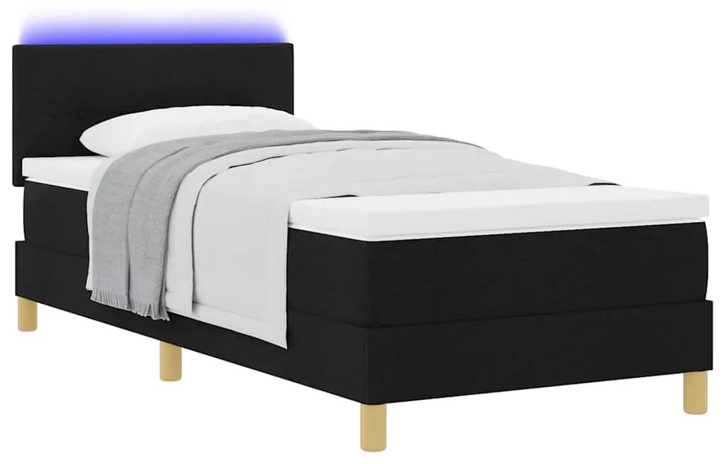 vidaXL Κρεβάτι με ελατήρια με στρώμα Μαύρο 90 x 200 cm ύφασμα