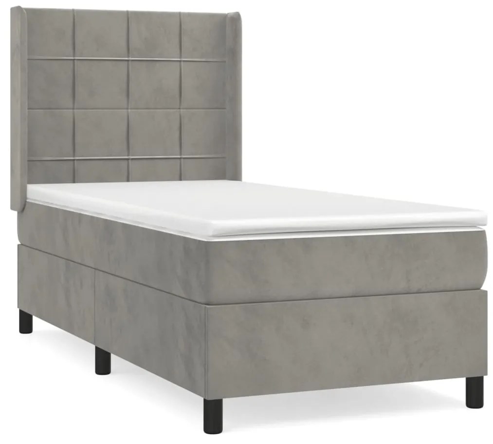 ΚΡΕΒΑΤΙ BOXSPRING ΜΕ ΣΤΡΩΜΑ ΑΝΟΙΧΤΟ ΓΚΡΙ 90X190 ΕΚ. ΒΕΛΟΥΔΙΝΟ 3132651