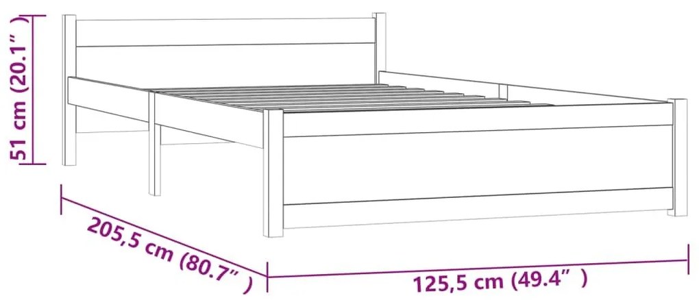 Πλαίσιο Κρεβατιού 120 x 200 εκ. από Μασίφ Ξύλο - Καφέ