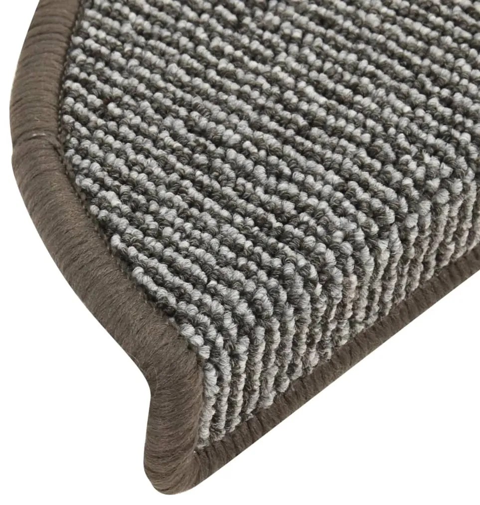 vidaXL Πατάκια Σκαλιών 15 τεμ. Γκρι Ημίστρογγυλά 56x17x3 εκ.