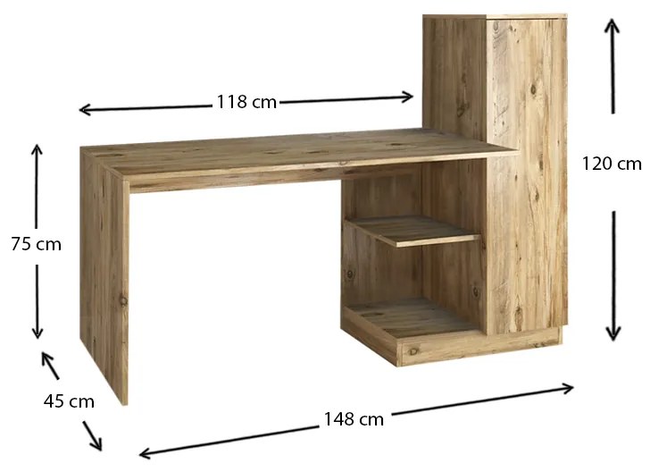 Γραφείο μελαμίνης Dolcedo Megapap χρώμα atlantic pine 148x45x120εκ. - GP043-0051,1 - GP043-0051,1